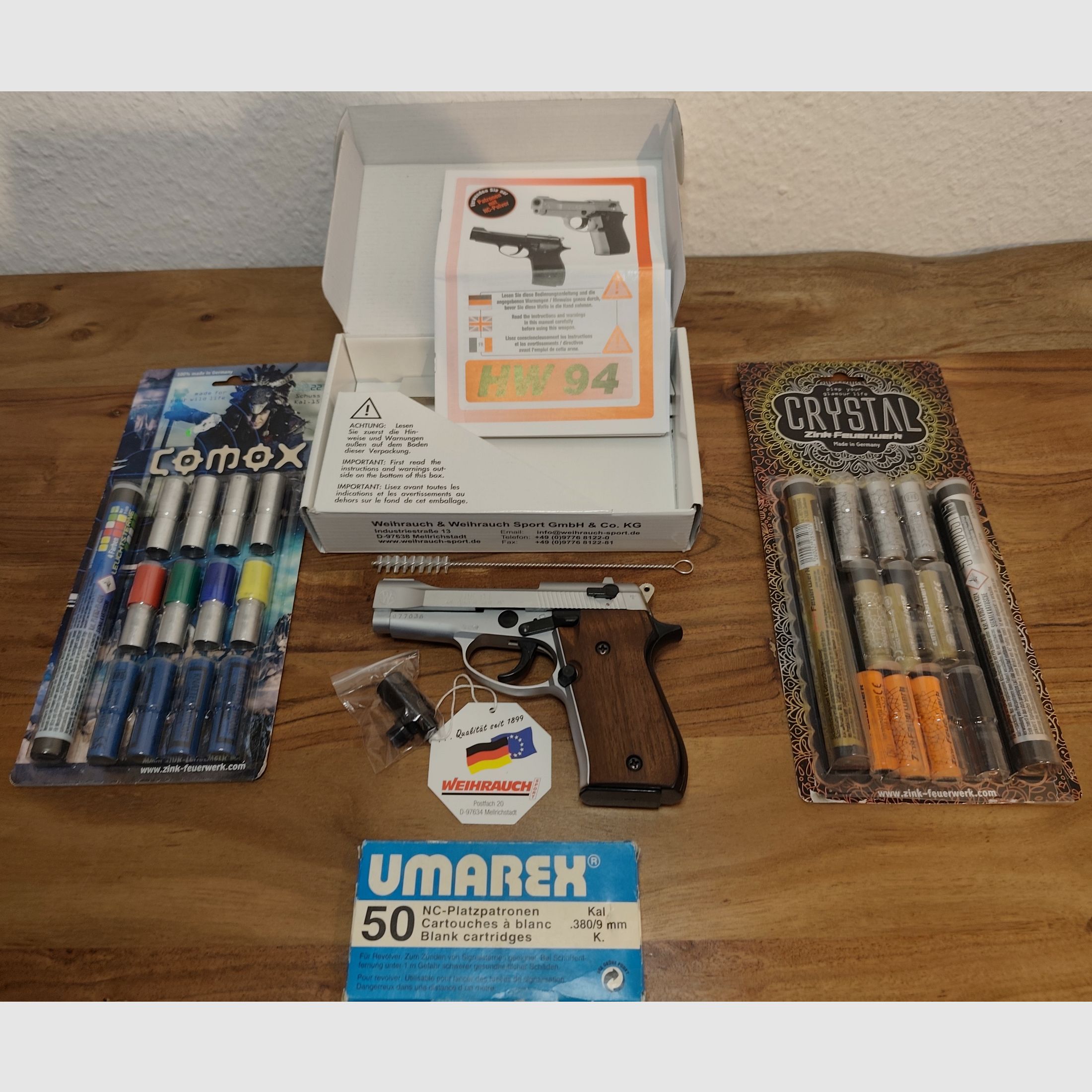 Weihrauch HW 94 Steal Look braune Echtholzgriffe PTB 855 Großes Smmler-Set