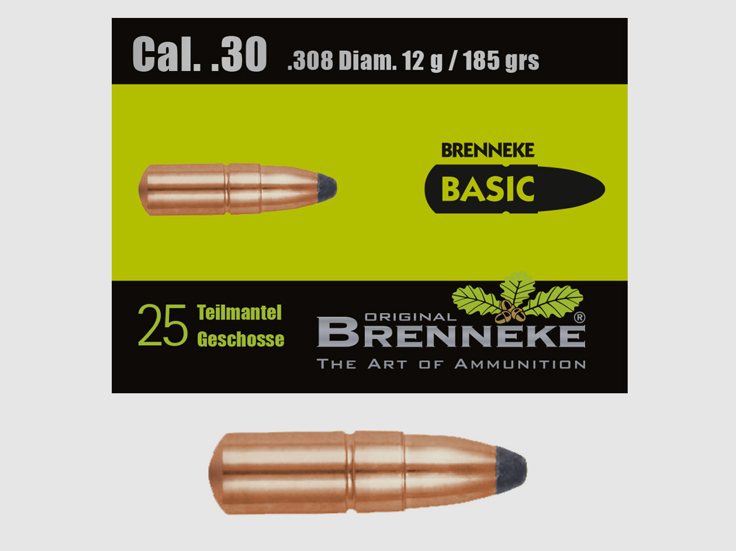 Brenneke kogel .30 (.308) BASIC 12g / 185grs 25 stuks