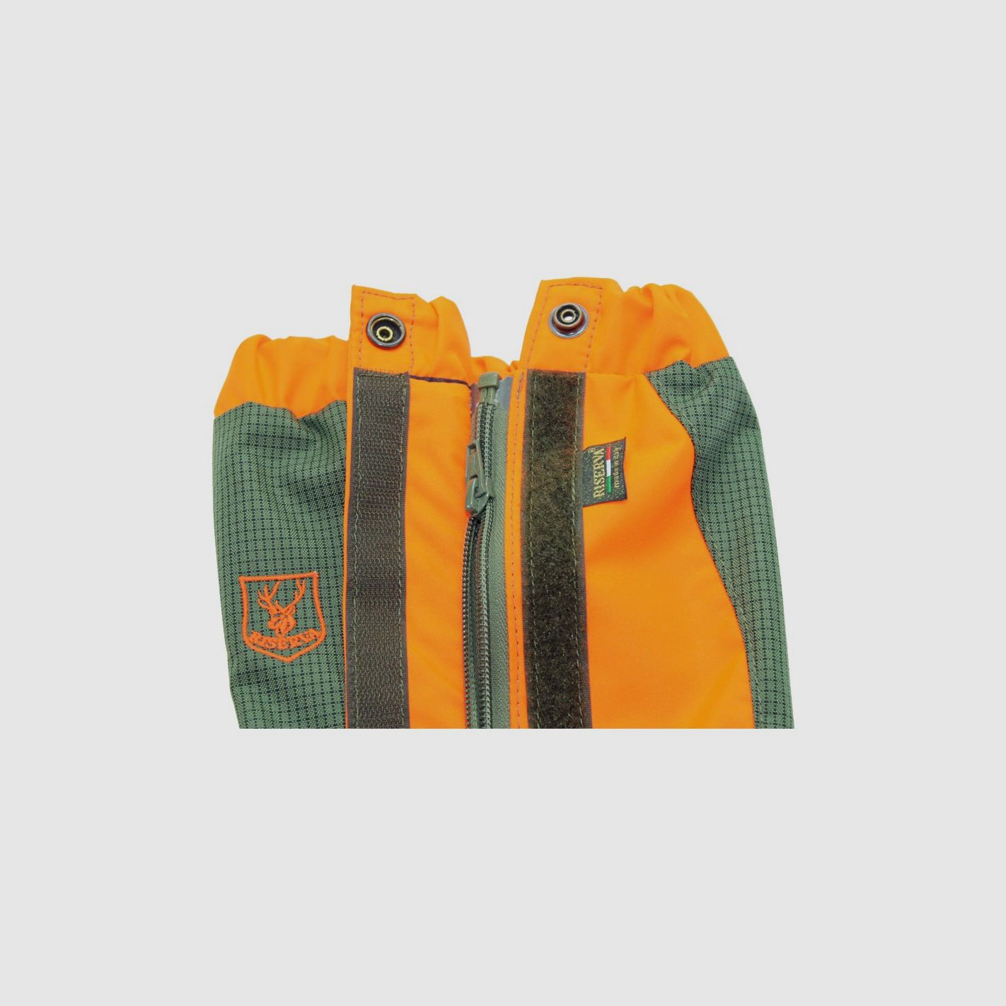 Riserva - ergonomische Gamaschen aus grünem und orangefarbenem Ripstop-Cordura mit hoher Sichtbarkeit, Bild 7 von 8