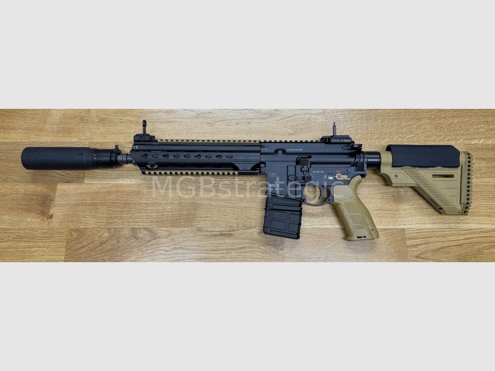 Heckler & Koch MR223 A3 Slim-Line 11" Lauf - halbautom. Büchse .223Rem MGBs Sondermodell black/RAL Edition inkl. Schalldämpfer B&T AG Print X RBS I Compact QDN 223 FDE - flow through - zivile Version HK416 / G95K / G38 G95A1 / G95KA1 / mit Upgrades