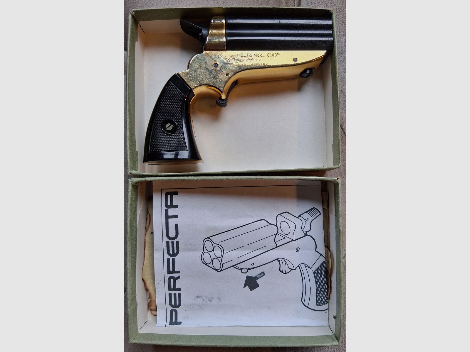 Pepperbox Perfecta G100 bundle revolver 6mm blank free from 18 tear gas gun