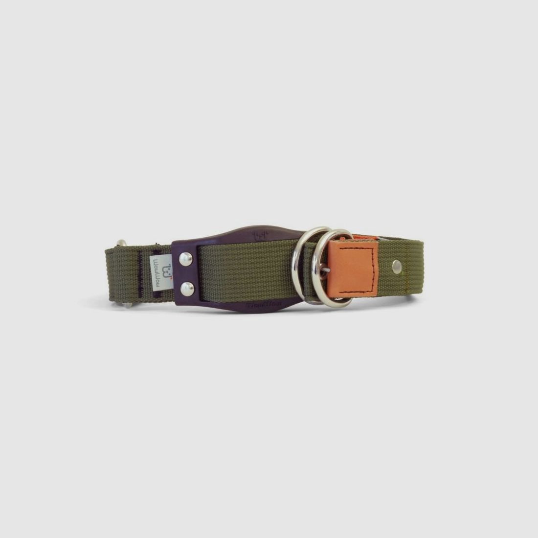 WowWow Hundehalsband mit integrierter Leine Dunkeloliv 33-37 cm Halsumfang