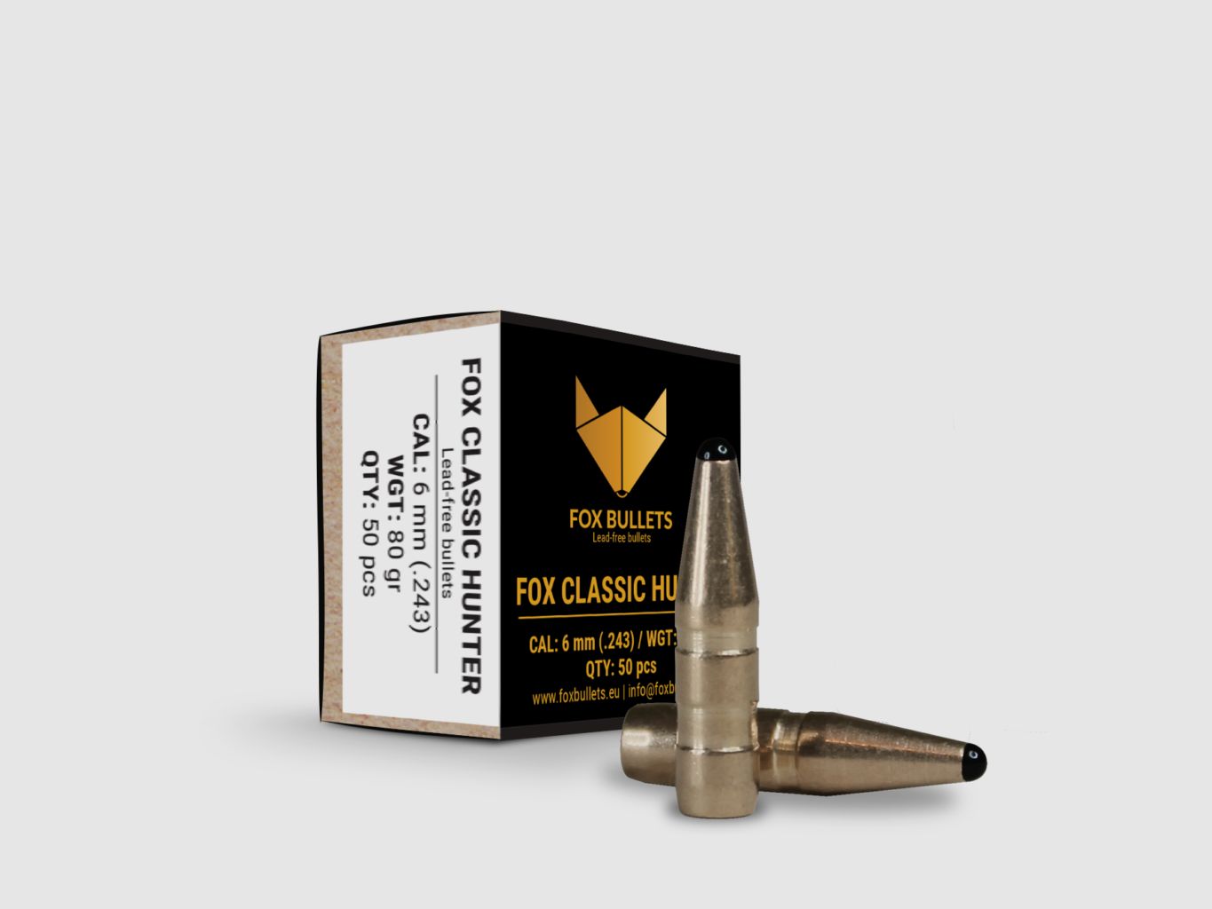 Fox Bullets Classic Hunter .243 5,2 g / 80 gr bleifreie Geschosse – 50 Stück