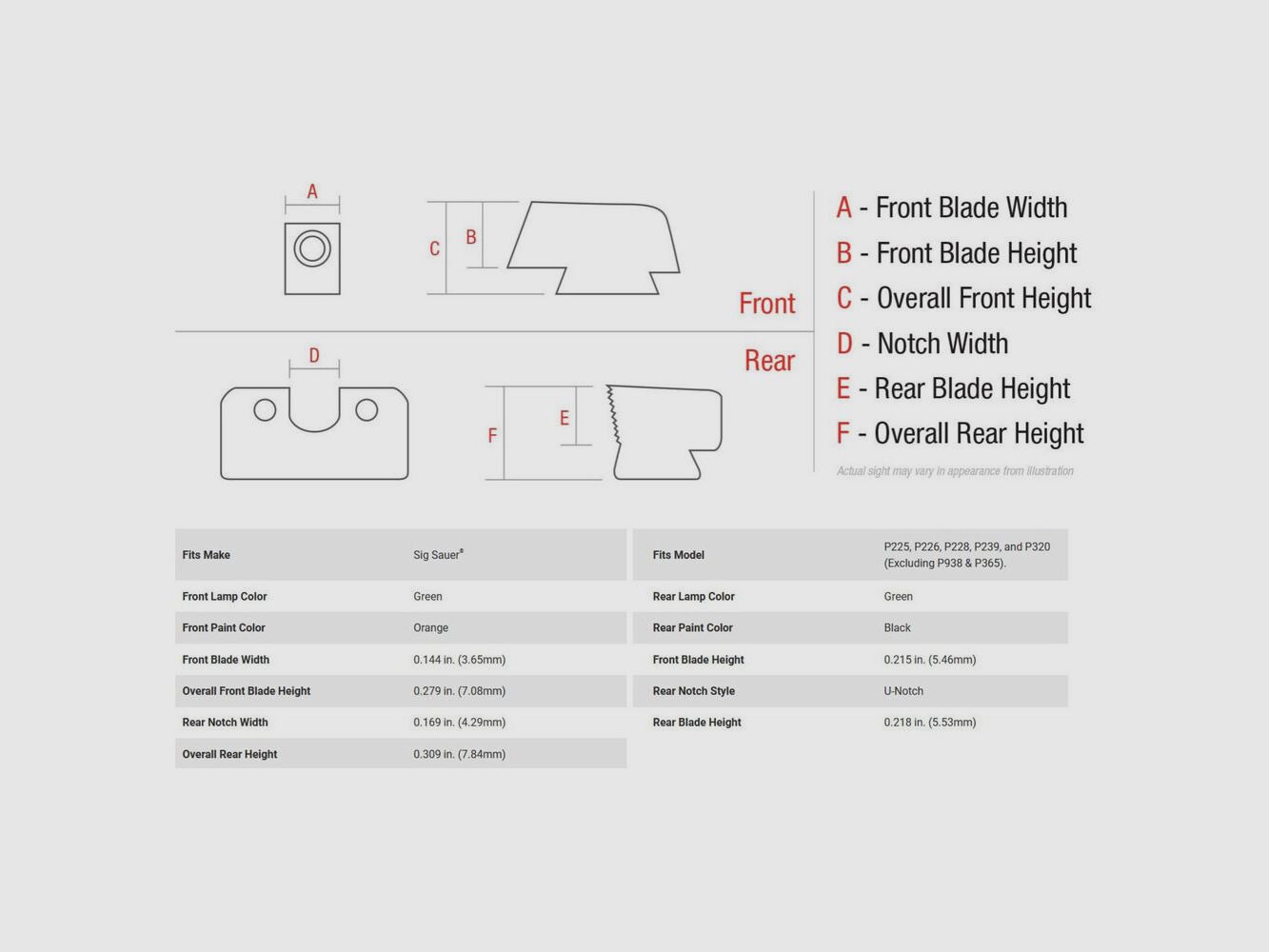 Trijicon N-Visier HD Orange SIG P225-P320 9mmLuger/.357SIG