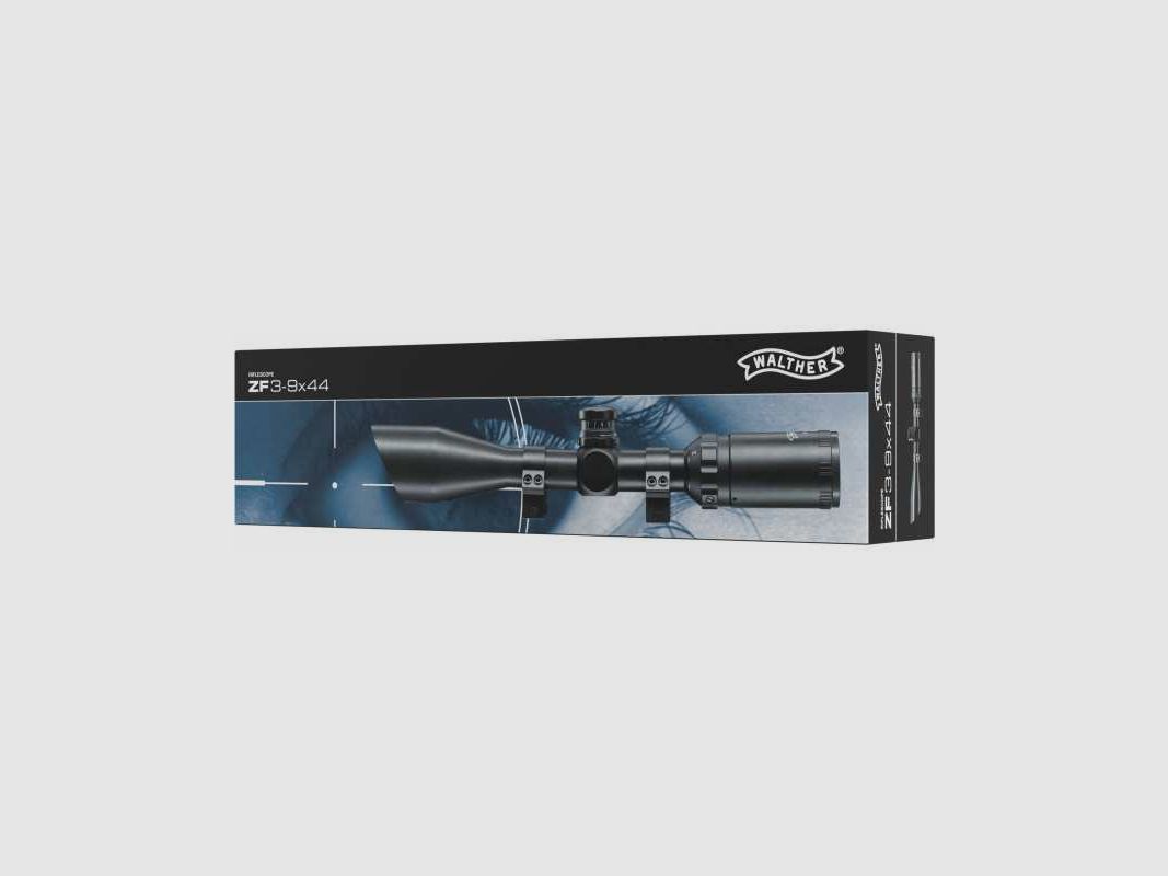 Walther ZF 3-9x44 mit Blendschutz inkl. Montageringen Ø25,4 mm