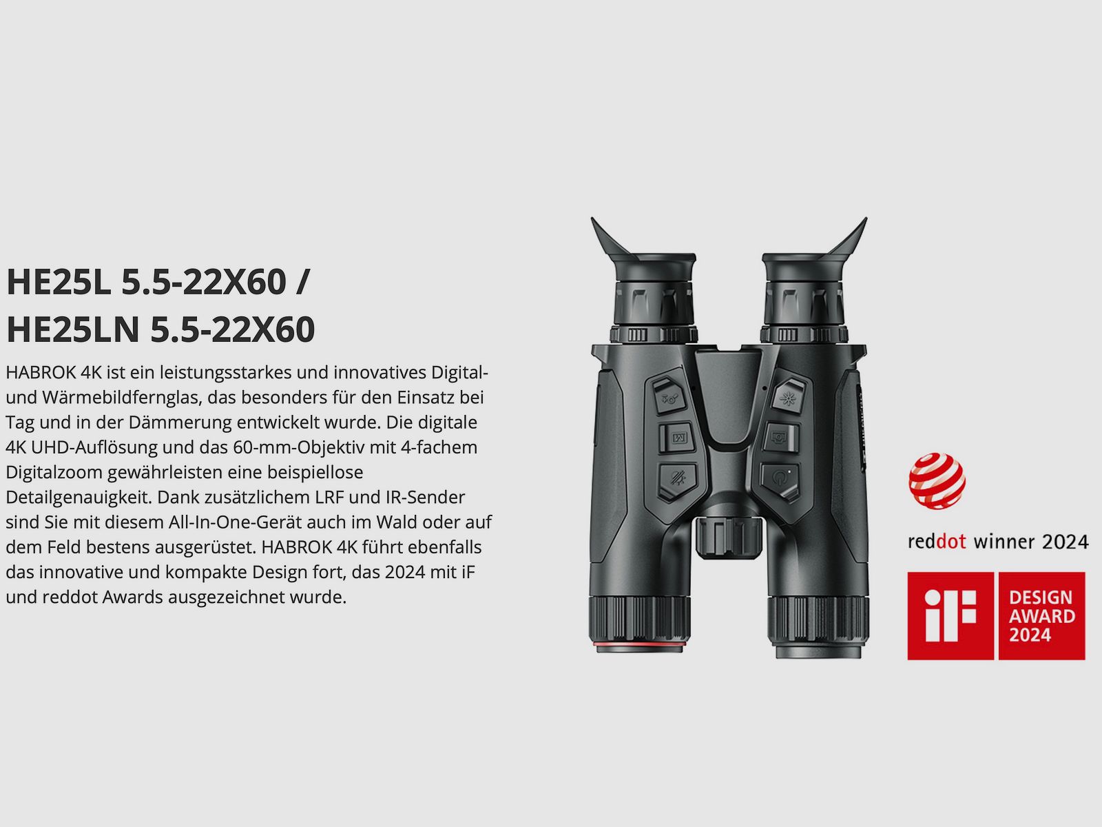 Hikmicro Verrekijker Habrok 4K HE25L 5.5-22x60 Warmtebeeld/Nachtzicht Digitale camera 850Nm 1920 x 1080