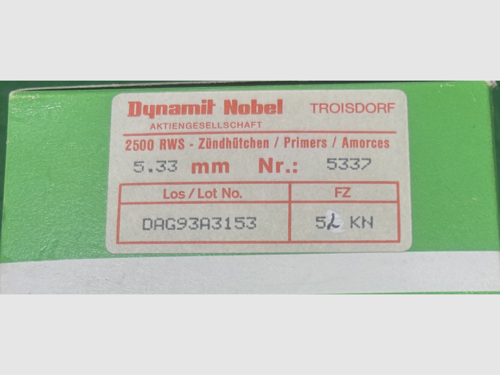 RWS Amboß-Zündhütchen 5,33 mm Nr. 5337 