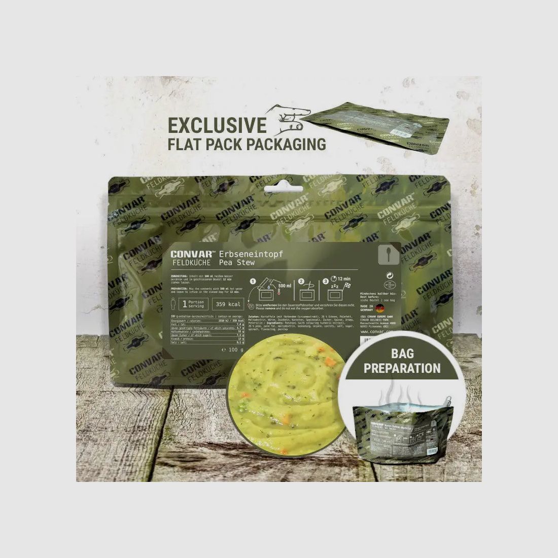 Convar-7 cuisine de campagne Flex soupe de pois congelée séchée