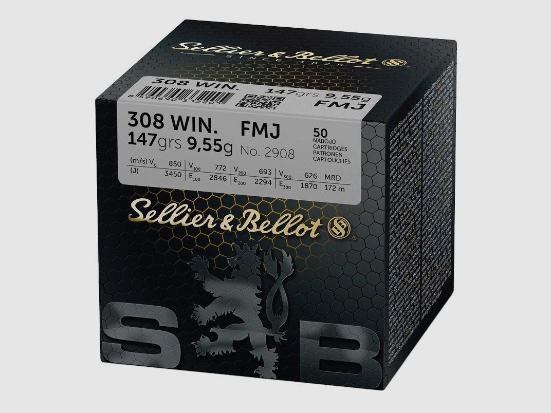 Patronen SB .308 Winchester FMJ 9,55gr bulk x 500