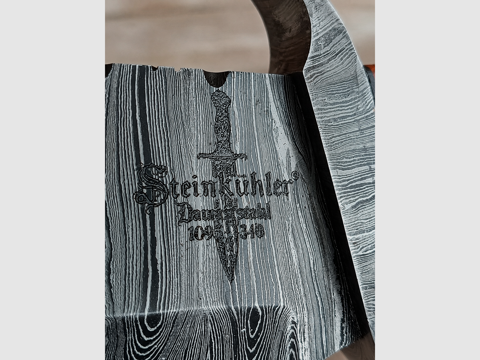 Damast Jagdmesser handgeschmiedet P. Steinkühler – 43cm Bowie Unikat, Bild 3 von 5