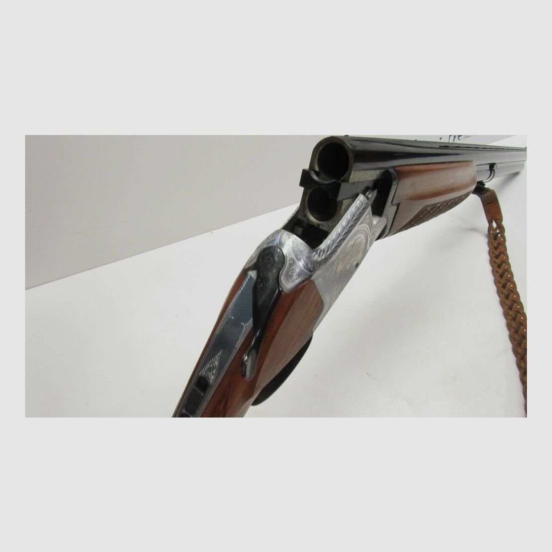 Bockdoppelflinte Laurona Spanien 12/70, LL 71 cm, sehr schöner Schaft 12/70