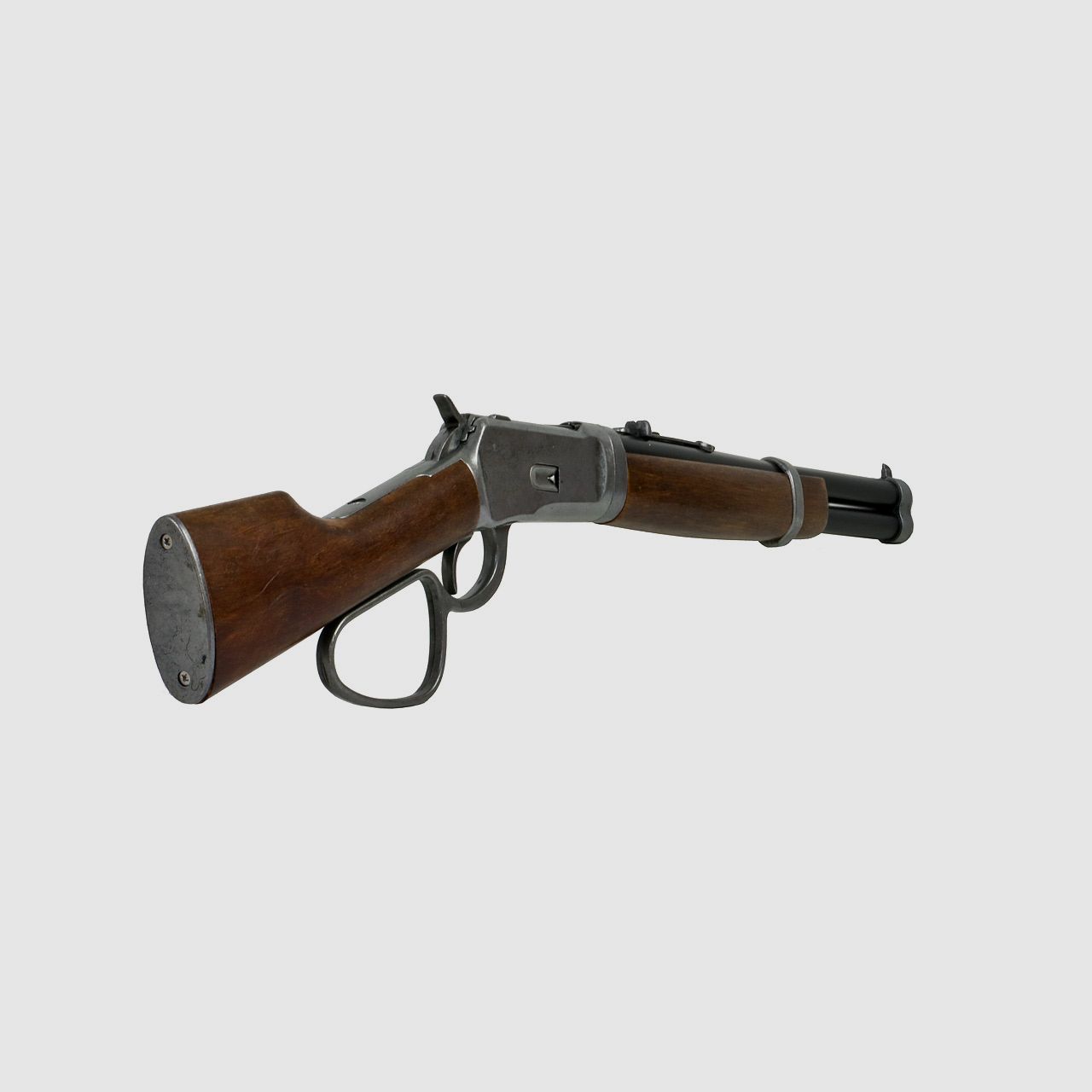 Deko Westerngewehr Kolser Winchester Mare's Leg 26 Zoll realistisches Repetieren mit HĂĽlsenauswurf LĂ¤nge 67 cm altgrau