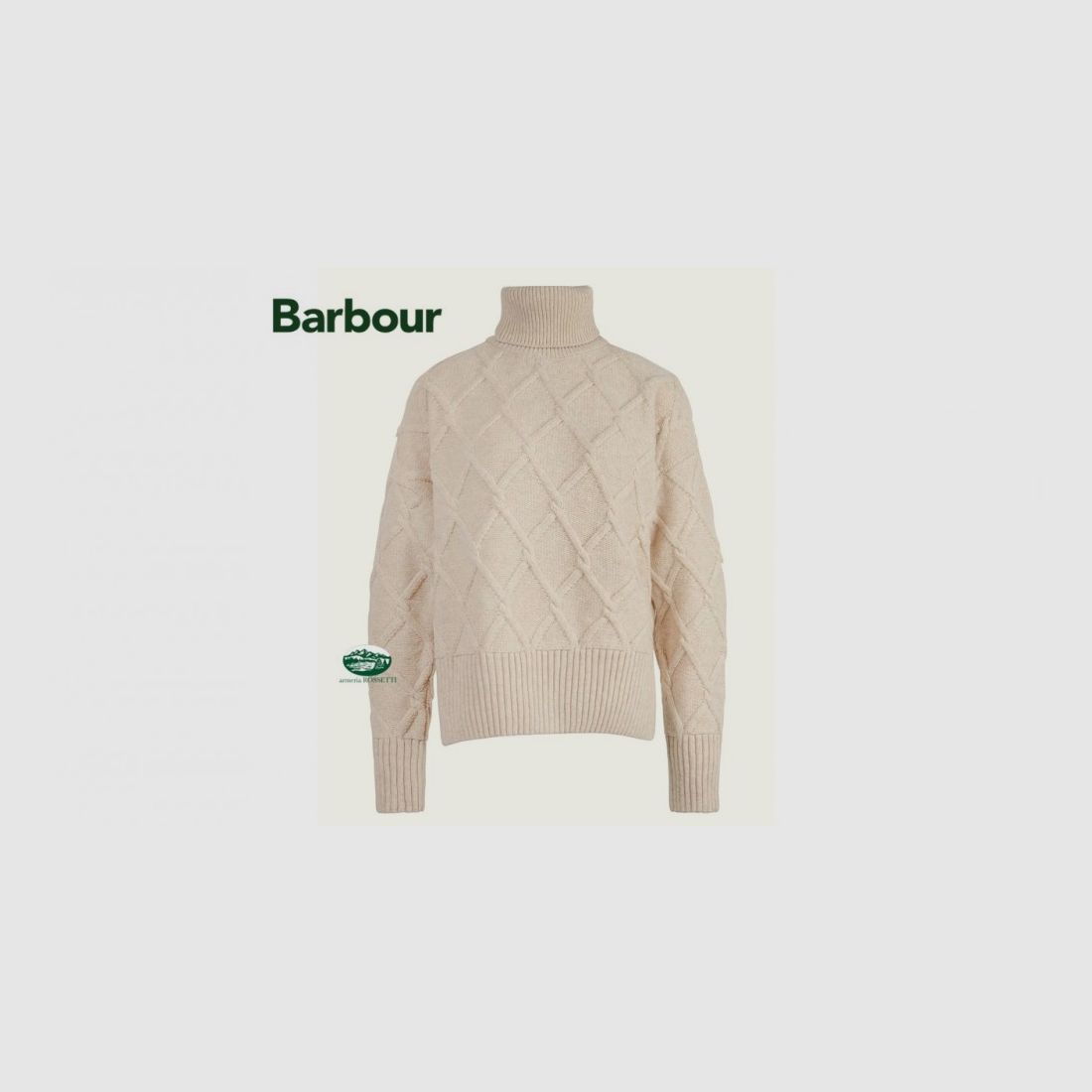 BARBOUR Pullover LAVERNE Rollkragen mit Zopfmuster beige Damen