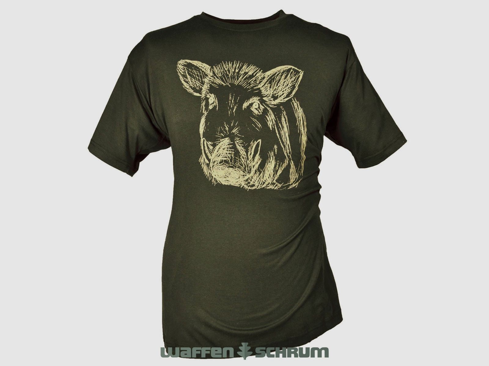 Hubertus T-Shirt Boar Head Olive