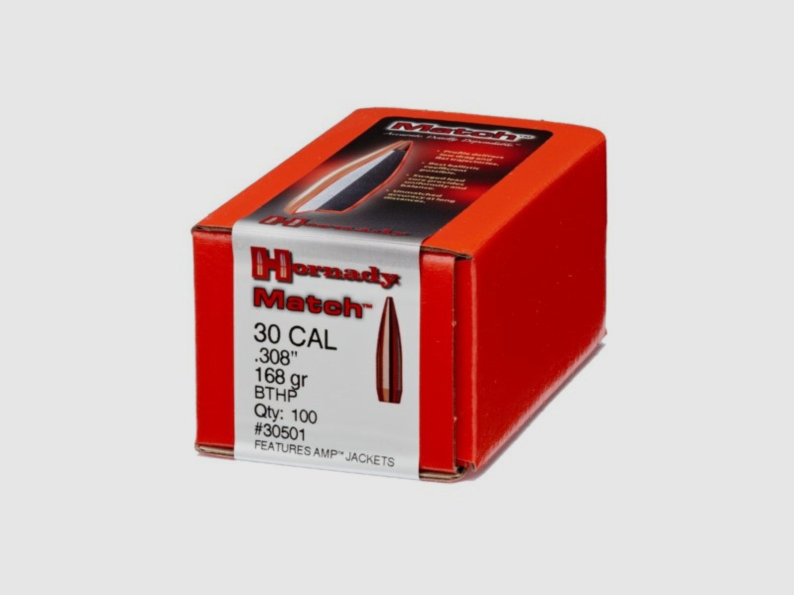 Hornady Match BTHP Projectiles .30/.308 208gr 100 pcs, image 3 sur 4