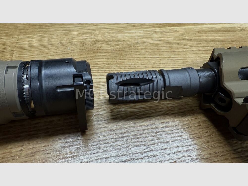 B&T AG Print X RBS I Compact QDN 223 FDE - flow through silencer for muzzle flash suppressor with NATO interface / for Rotex V or X interface