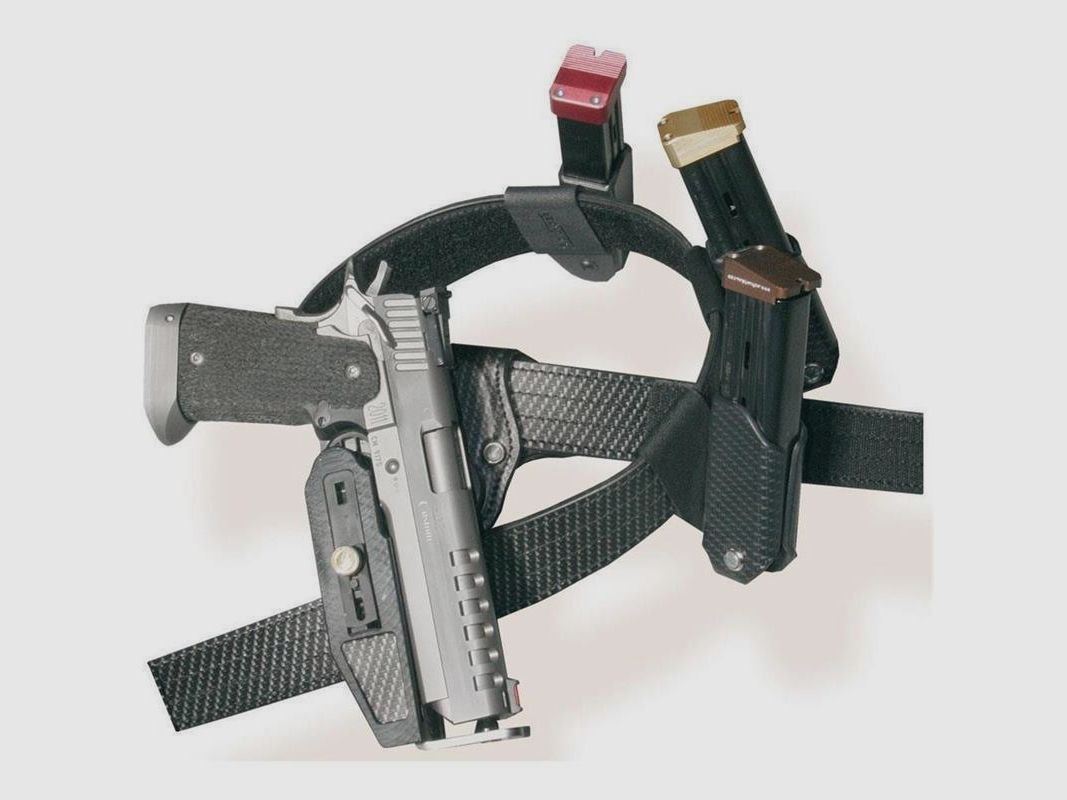 Wettkampfholster SPEED MACHINE 4"-6,5" K-L-N Frame S&W,Taurus,Colt,Ruger,Manhurin,Arminius,Korth,Dan Wesson Red Linkshänder