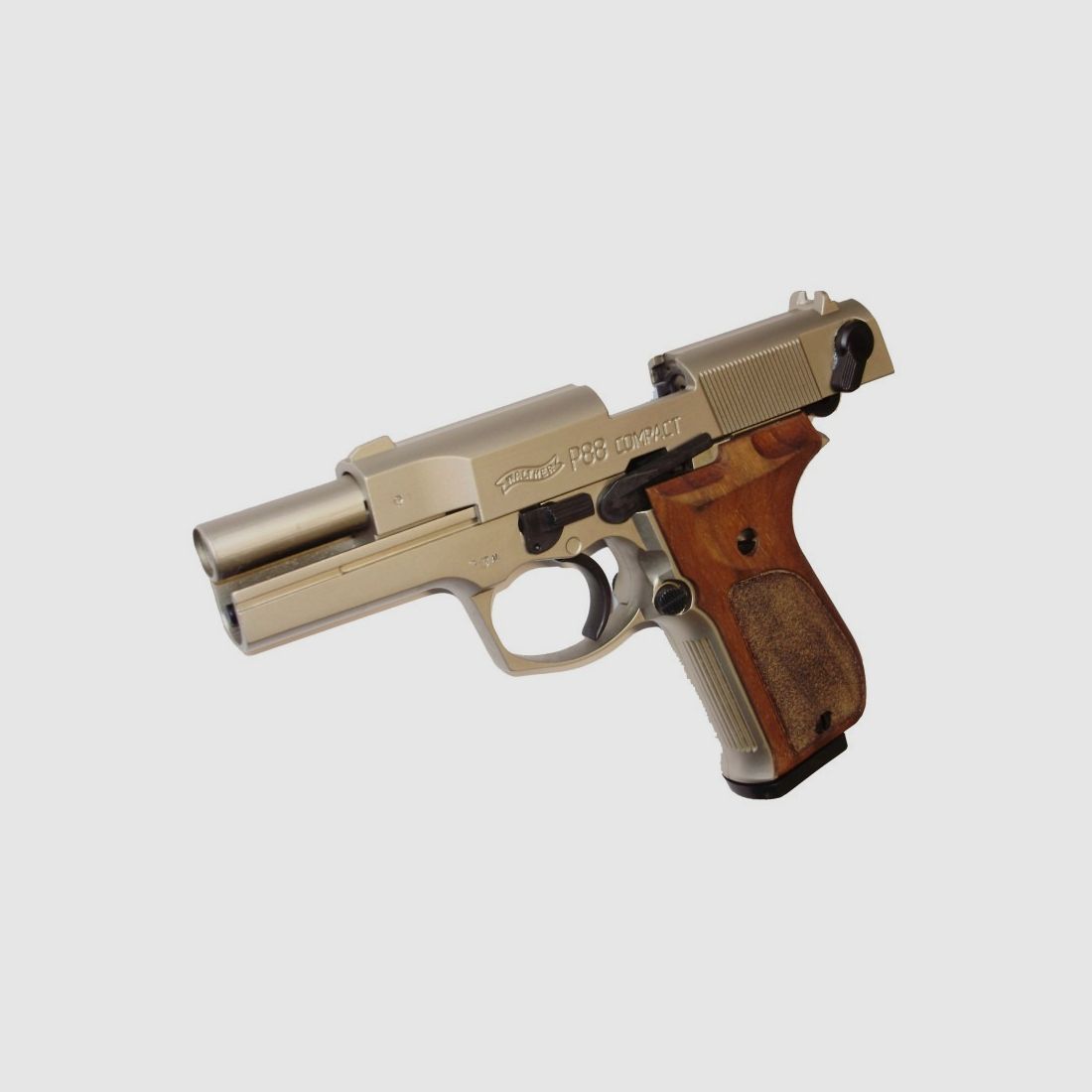 Walther p88 schreckschusspistole vernickelt mit Holzgriffschalen