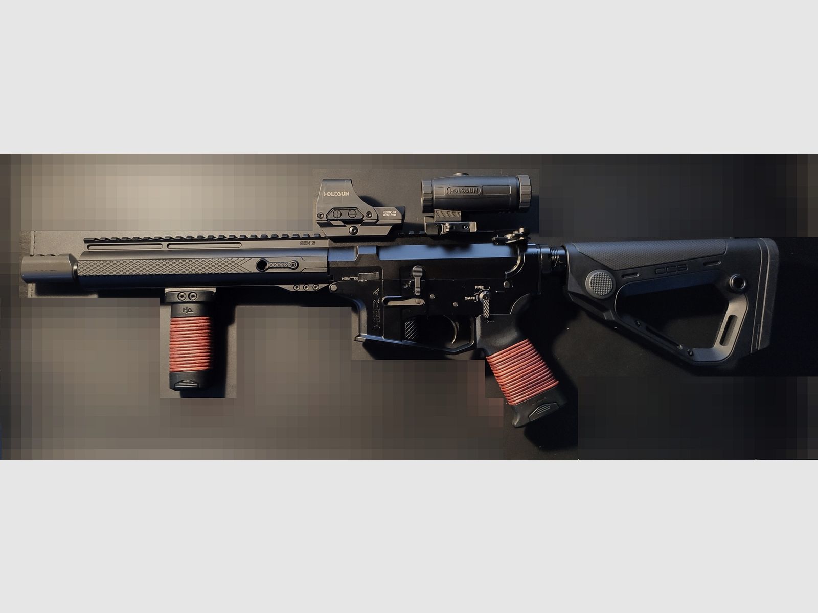 Zarezerwowane i opłacone !-Hera 9er Model IPSC 2020 9mm Colt Lower inkl. Holosun Greendot und Holosun Magnifier (3-Fach)