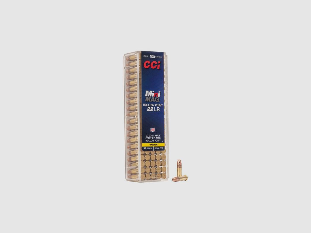 BOX MIT 100 PATRONEN CCI MINI MAG HP KAL.22LR 36GR