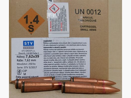 7,62x39 Surplus Munition von STV verkupfert Stahlhülse 500 Stk.