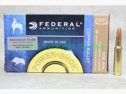 Federal Power Shok .308 Win Cobre HP 150gr. 9,7g 20 piezas Precio por cantidad