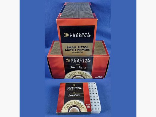 Federal Small Pistol Match Primers Gold Medal Match NO. GM100M