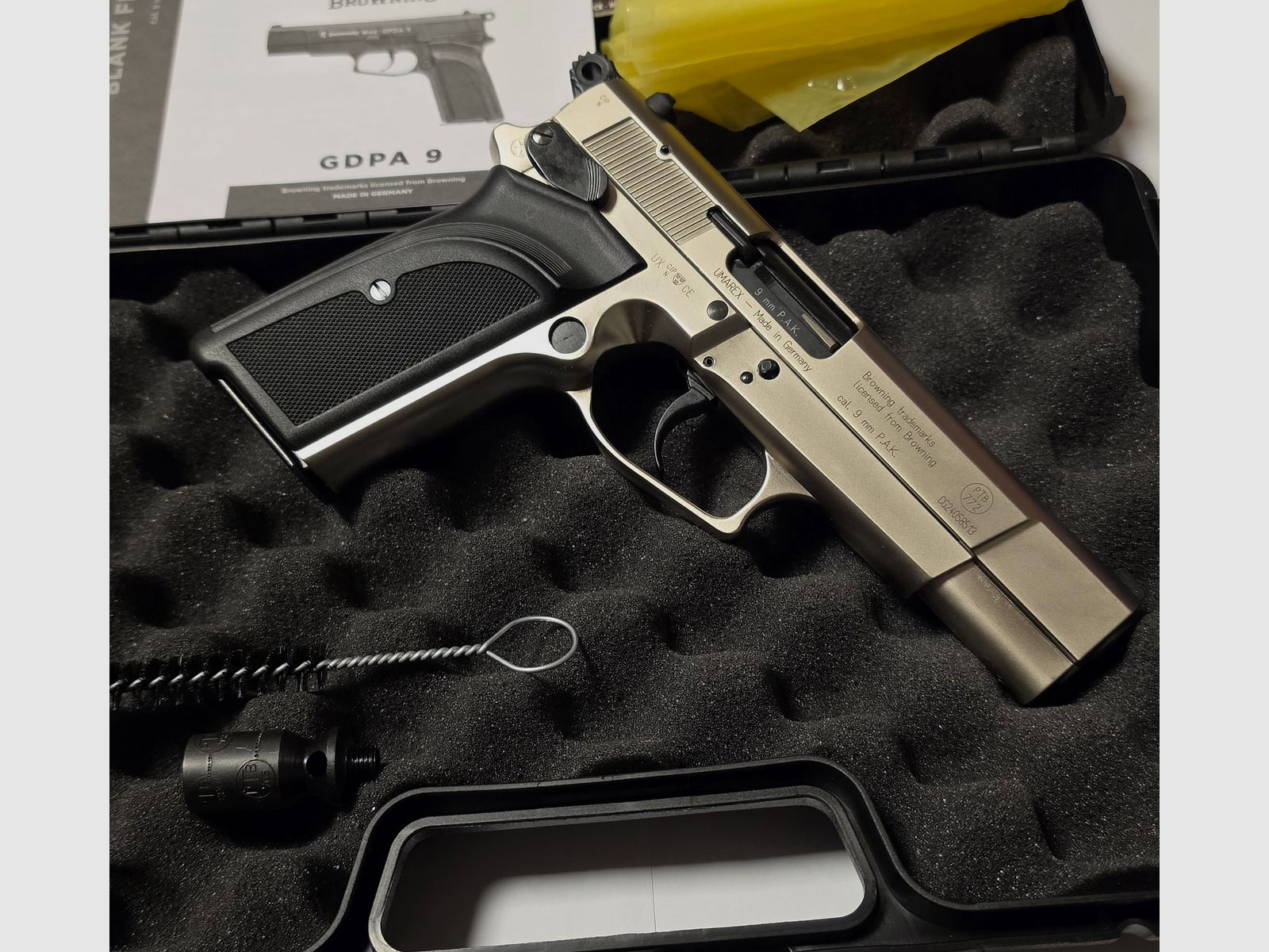 Browning GPDA9 Nickel 9mm PAK blank firing pistol, image 3 of 4