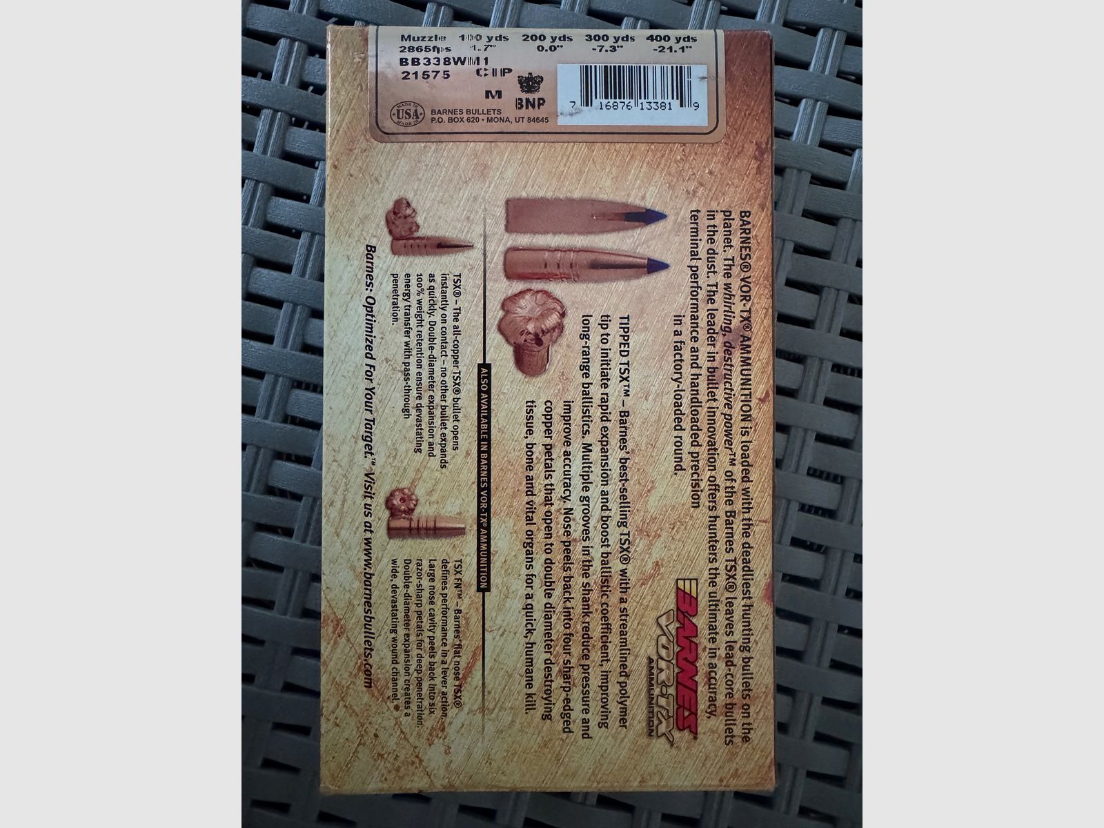 BARNES VOR-TX .338 WIN MAG 210GR TTSX 20 pièces, image 2 sur 2