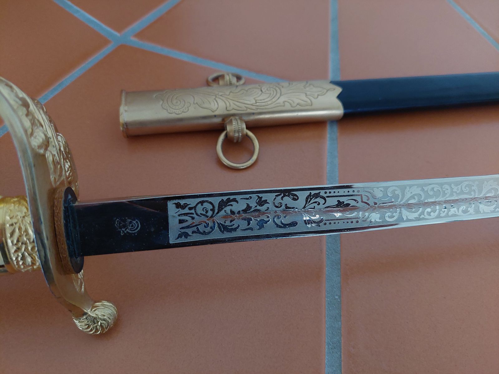 WKC sabel / degen, Colombia, 24 karaat verguld, prijs naar overeenstemming