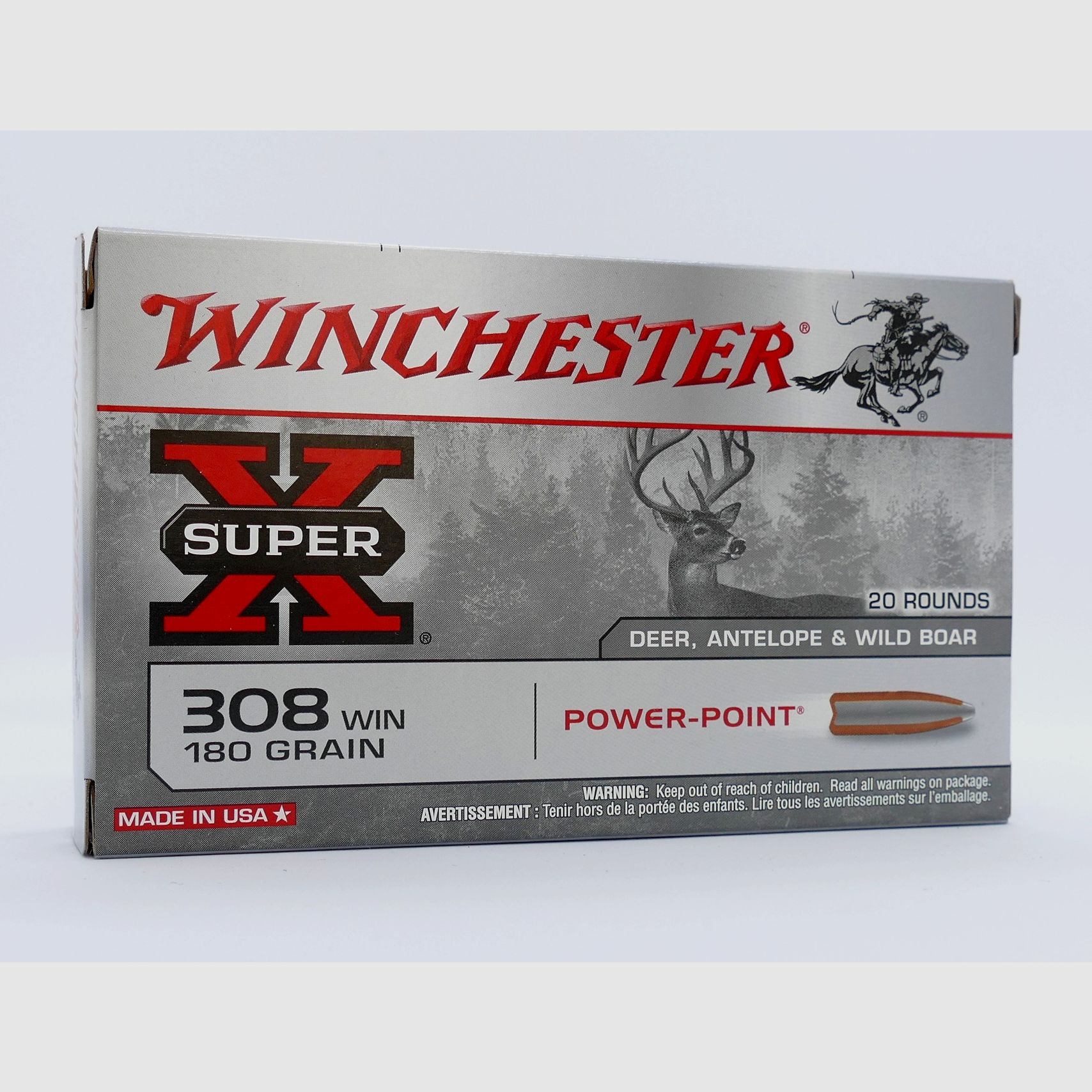 Winchester .308 Win. Power Point 11.7g/180gr. Rifle Cartridges