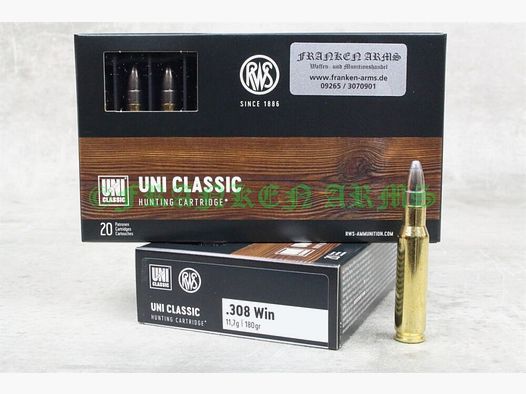 RWS UNI Classic .308 Win. 180gr. 11,7g 20 pièces prix dégressif