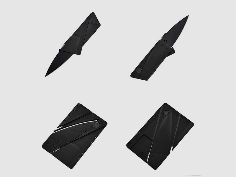 Safetycard Klappmesser mit Kunstlederetui - kleines faltbares Messer in Kreditkartengröße