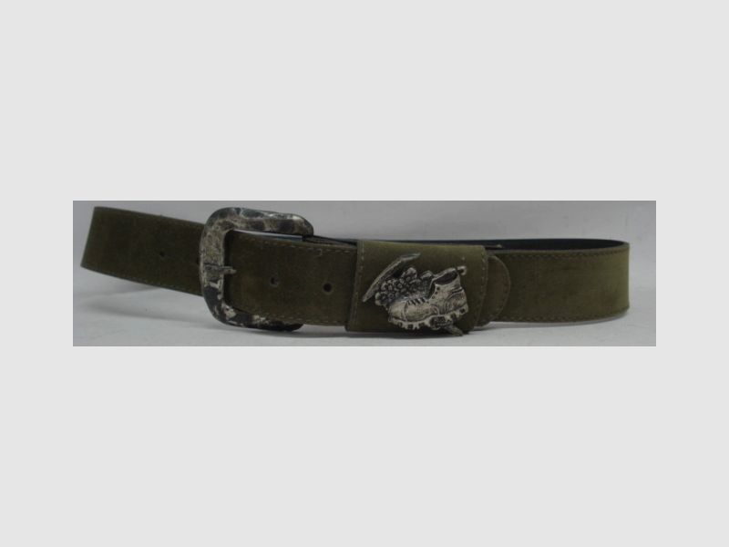 Velour-Leder 85 cm Länge - grün mit Schuhapplikation