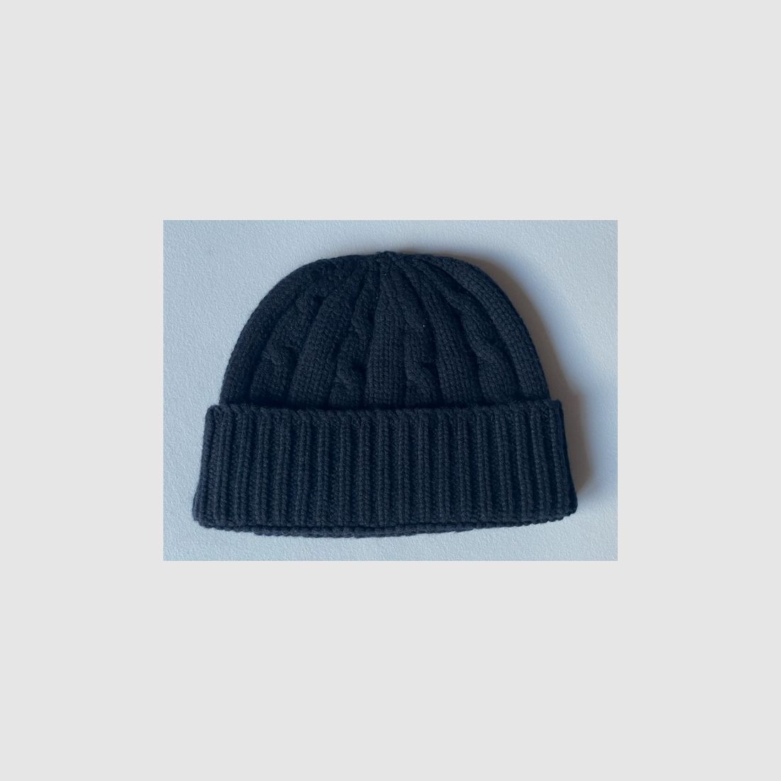ROSI COLLECTION Bonnet en Cachemire à Motif Tressé Bleu Foncé