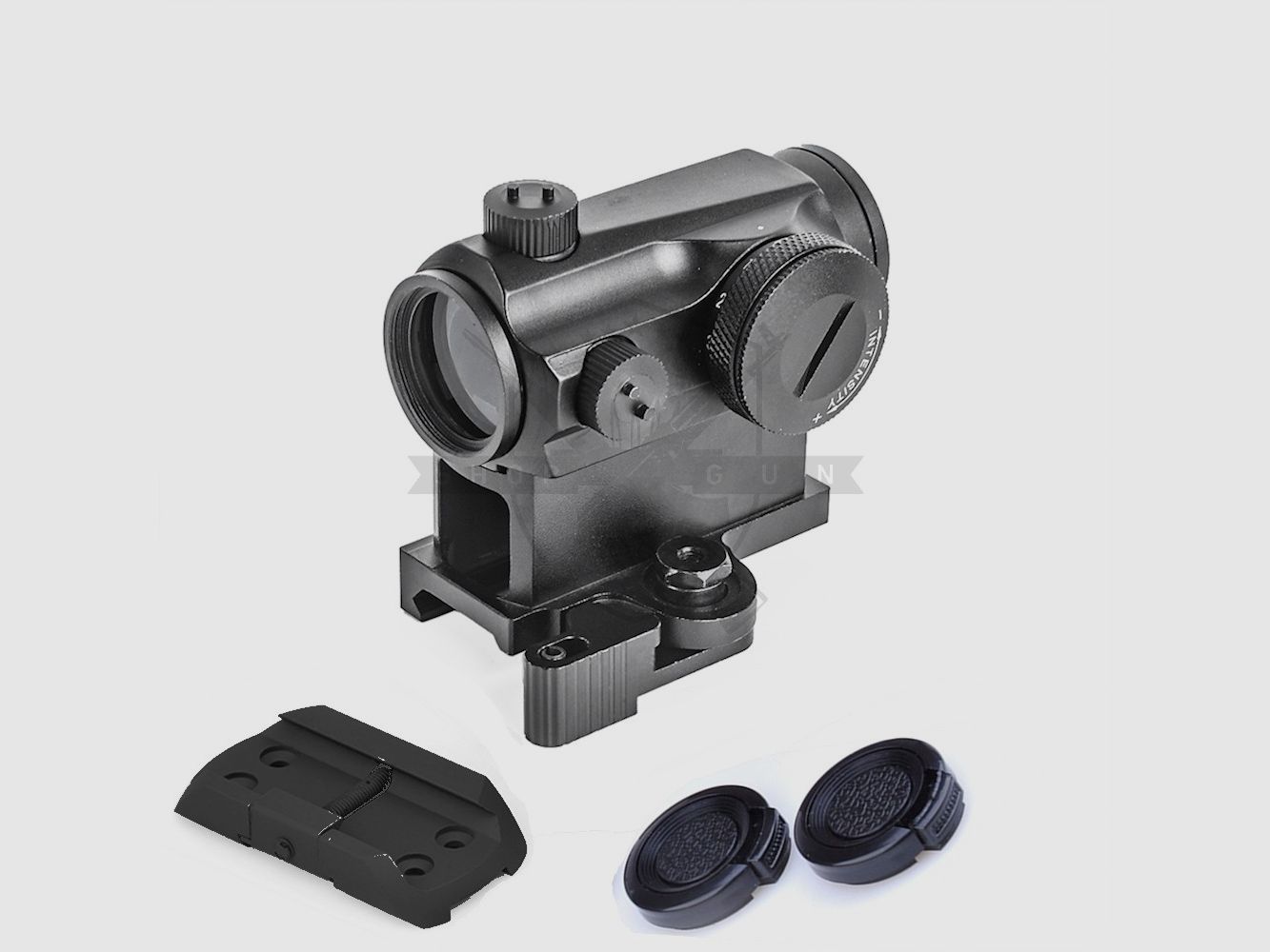 Set: T1 Red/Green Dot -Nachbau mit QD Mount und Lowmount (BK)