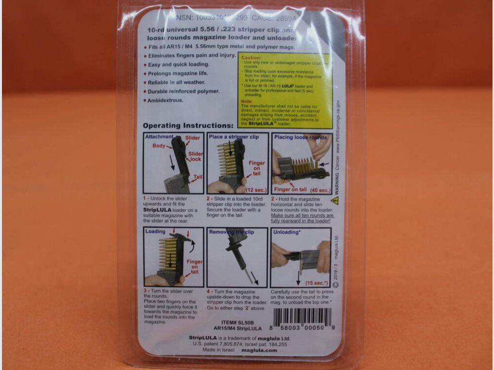 Maglula STRIPLULA (SL52B): Cargador/descargador para cargadores AR-15/M16 .223Rem BLK