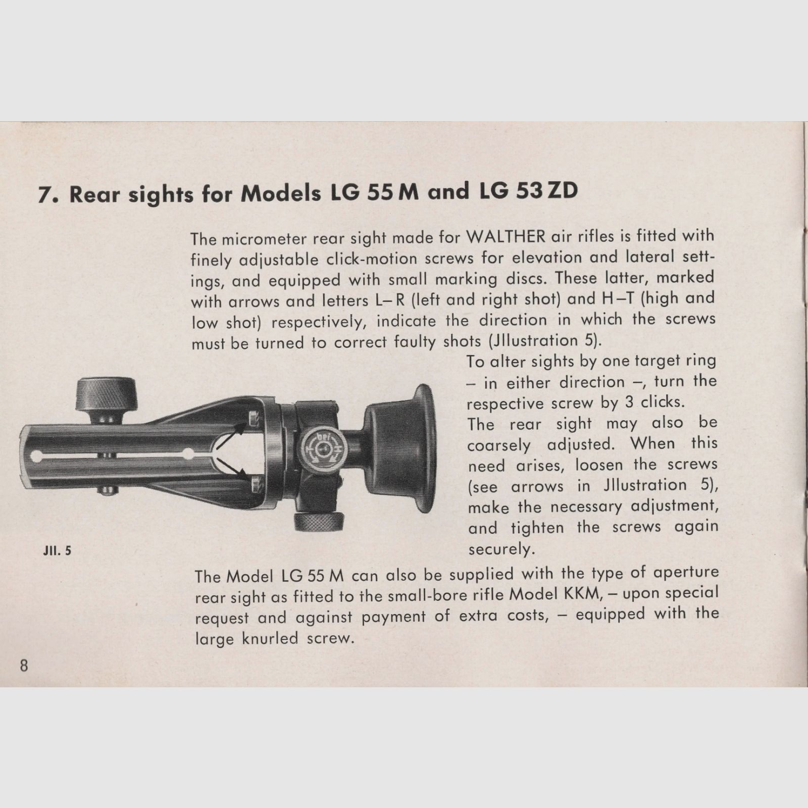 Diottra di precisione Walther modello LG 55 M KK + tunnel per mirino