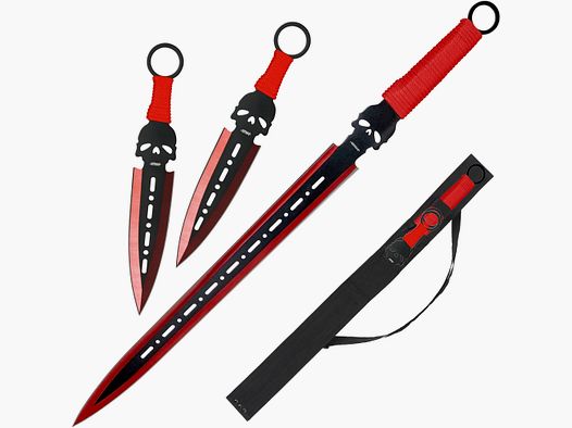 Back sword with 2 throwing knives daggers back holder