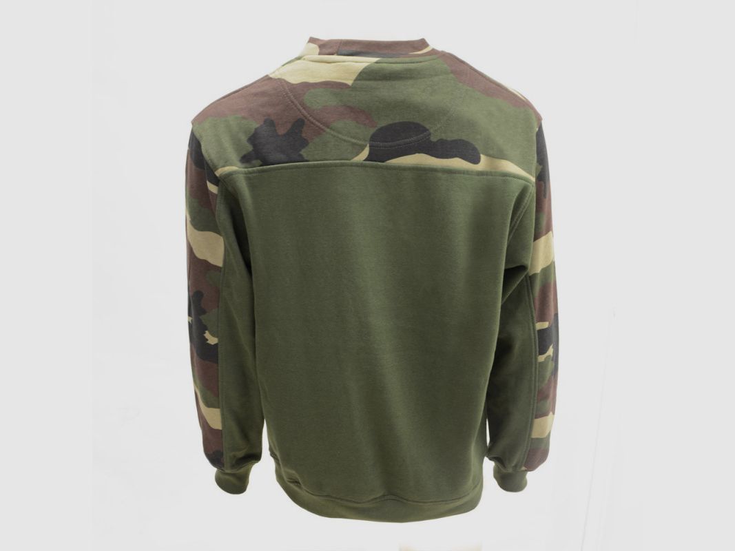 Sweat col rond kaki et motifs camo CE S à 3XL, image 3 sur 10