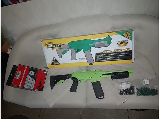 Federdruk Markeerder Paintball Kaliber .50 Shotgun Kids Junior Wapen Rubberballen Gun als nieuw + Doelwit