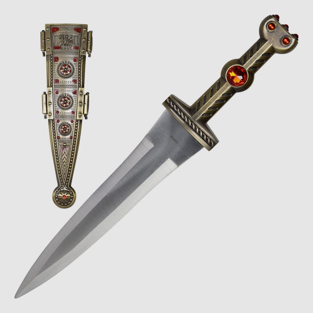 Roman dagger with scabbard in gold color