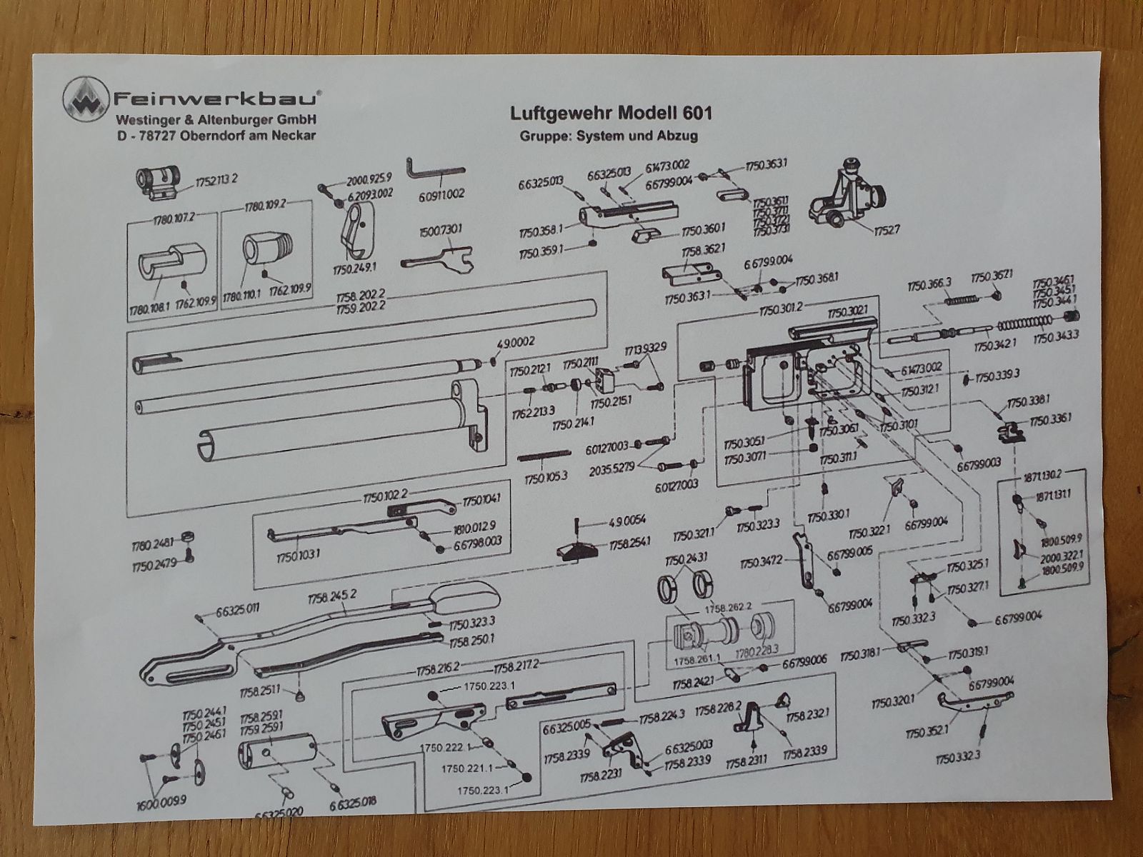 Air rifle model 601 Feinwerkbau including carrying case