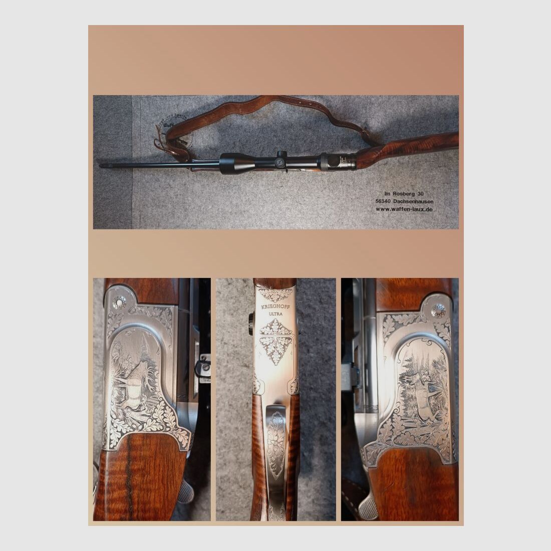 Krieghoff Ulm Ultra TS Zeiss Variopoint 2,5-10x50 Krüppelschaft* RH z lewym okiem