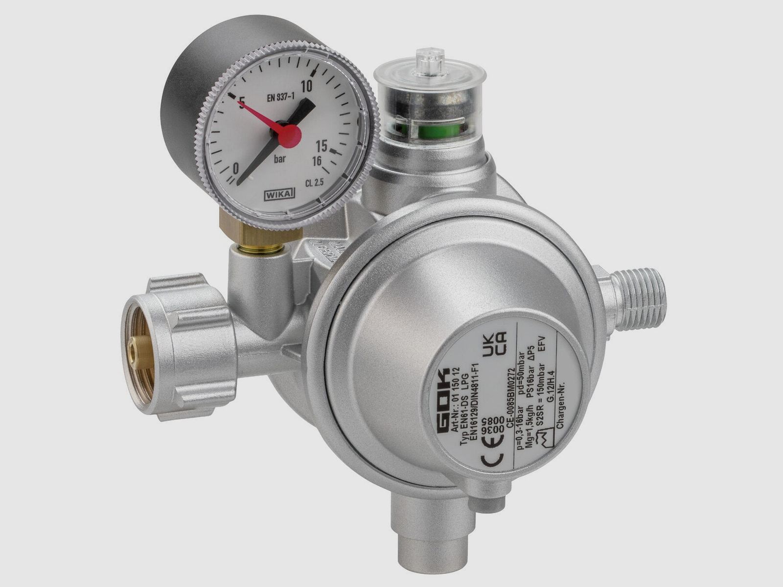 Regolatore di gas 1,5 kg/h KLF x G1/4LH-KN UEDS SBS Man.