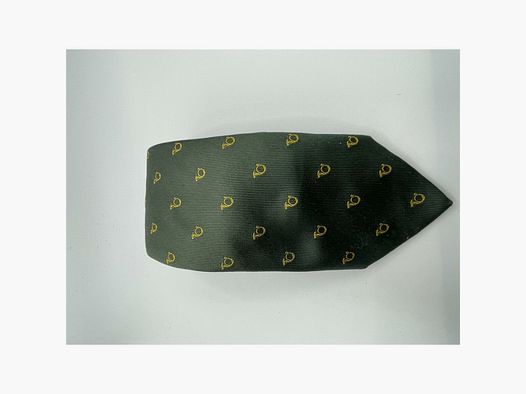 Corbata Robert Keyte 100% seda verde motivo cuerno de caza