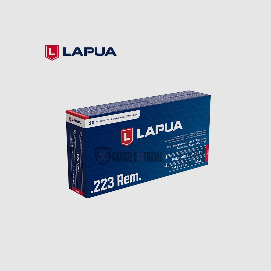 20 Patronen LAPUA 55Gr Kal. 222 Rem FMJ, Bild 1 von 2
