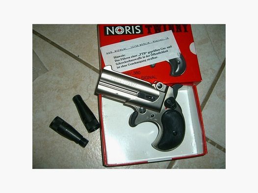 Noris Twinny Derringer matt vernickelt - schwarze Griffschalen !