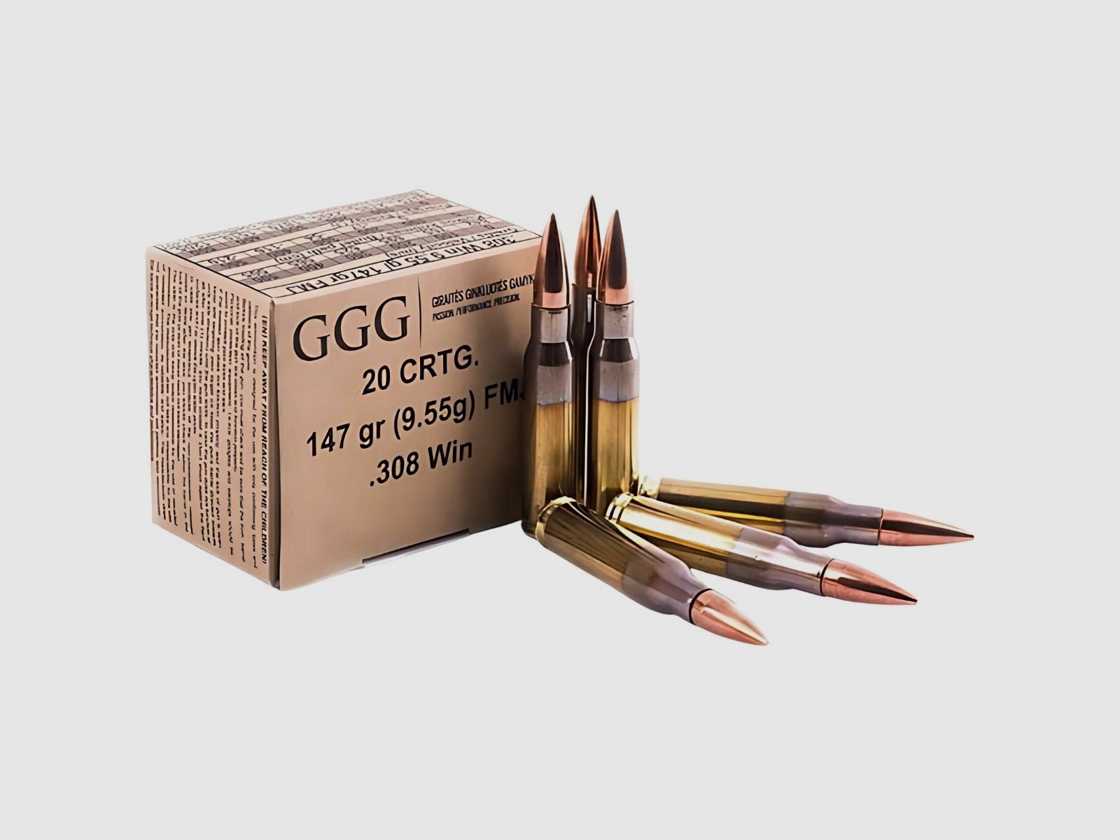 .308 Win GGG FMJ GPX11 147gr/9,55g (1009156), imagen 2 de 3