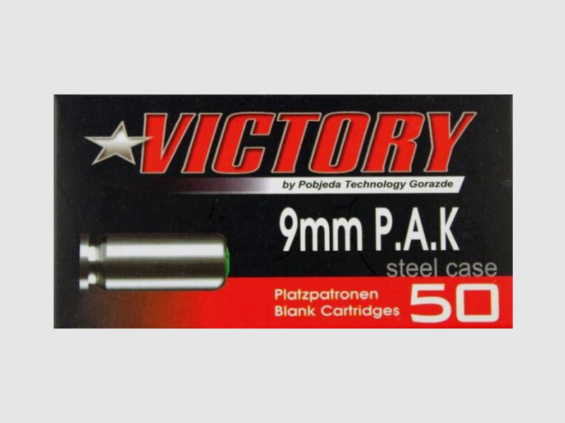 Pobjeda Technology Victory Platzpatronen Kal. 9 mm P.A.K. Platzpatronen - 50 Stück